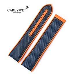 CARLYWET 20 22mm New Style High Quality Rubber Silicone With Nylon Replacement Watchband Strap Belt For 45 42mm267s