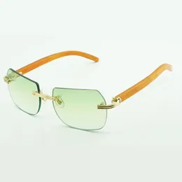 New accessory natural chamfered wood sunglasses 0286O with new hardware and orange wooden legs Size: 56-18-140 mm