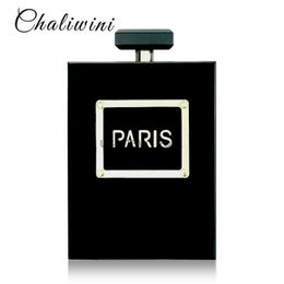 Evening Bags HOT Acrylic Perfume Women Casual Black Bottle Handbags Wallet Paris Party Toiletry Wedding Clutch Evening Bags Purses Handbags HKD230821