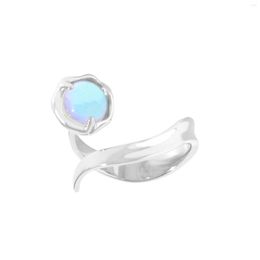 Cluster Rings Small And Luxurious Design With A Minimalist Feel Micro Inlaid Moonstone Opening Ring 925 Sterling Silver For Women