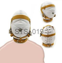 Other Health Beauty Items Faux Leather Sensory Deprivation Lockable Mask BDSM Mouth Ring Head Hood Harness Bondage Headgear Exotic Adult Game x0821 x0821