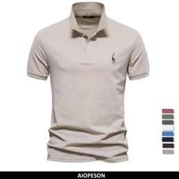 Men's Polos AIOPESON Brand Polo Shirts Cotton for Men Short Sleeve High Quantity Solid Summer Clothing 230821