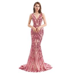 New Mermaid Evening dress sexy Slim Waist Closing with heavy embroidery sequin dress ENG18131