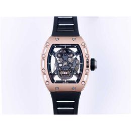 RM052-01 SUPERCLONE Active tourbillon watches Skull wristwatch Luxury designer rm52-01 Black Diamond hollowed out man's automatic mechanica H8PP 8EGJ