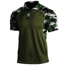 Men's Polos Camouflage Polo Tee Shirt Fashion Casual Comfort Soft Loose Outdoor Sports Lapel Solid Colour Printing Male Clothing 230821