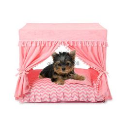 Other Pet Supplies Princess Home For Dog Luxury Winter Summer Pet Court Kennel House With Cushion Bed Mats For Puppies Animal Yorkshire BeddingS HKD230821