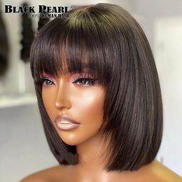 Synthetic Wigs 613 Blonde Short Straight Bob Wig With Bangs for Black Women Brazilian Remy Human Hair Full Machine Made Glueless Fringe 230818