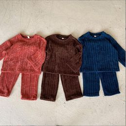 Clothing Sets 2023 Korea Style Girls 2 Pcs Set Sweatshirt Long Pants Autumn Winter Cotton Kids Suit 1-7 Years A606