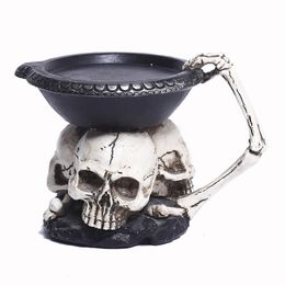 Decorative Objects Figurines Creative three ghost head-top candlestick porch desktop storage tray Halloween theme decoration background props 230818