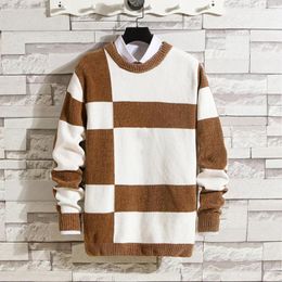 Men's Sweaters Long Sleeve Sweater Colorblock Knitted Winter Thick Soft Stylish Pullovers For Outdoor Comfort Colour Matching