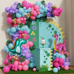 Other Event Party Supplies 1pcs Dinosaur Birthday Decor Pink Sword Dragon Foil Balloon Arch Garland Kit Child Boy Dino Baby Shower 230818