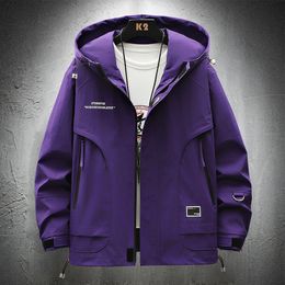 Men s Jackets Purple Men Hooded Windbreaker Jacket Streetwear Lightweight Autumn Casual Coats Thin Outdoor Clothes For Mans 230821