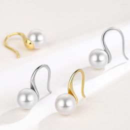 Hoop Earrings NBNB Fashion Simple Hook Design Pearl For Women Sweet Girl Party Piercing Jewellery Silver Colour Female