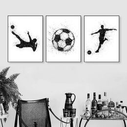 Cartoon Football Canvas Painting Wall Art Abstract Soccer Posters Prints Sport Man Room Bedroom Decor Pictures Modern Gifts for Home Decoration No Frame Wo6