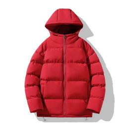 Men's down jacket outdoor winter coat hooded coat cotton-padded coat Youth trend ins Hong Kong wind cotton-padded Padded coat boys loose