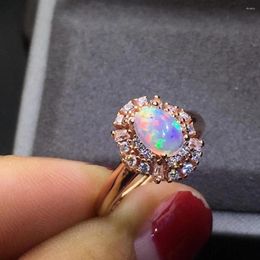 Cluster Rings Arrival Real Natural Opal Ring Solid 925 Sterling Silver For Women Colour Gem Stone Fine Jewellery