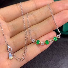 Chains CoLife Jewellery Natural Emerald Necklace For Party 3 PCS 4mm Silver 925 Gift Girl