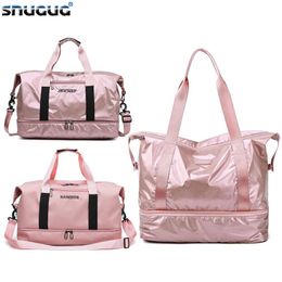 Bags Glossy Gym Bag Dry Wet Travel Fitness Bag For Men Tas Handbags Women Nylon Luggage Bag With Shoes Pocket Traveling Sac De Sport