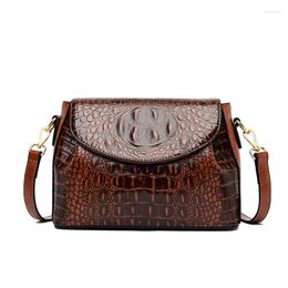 Evening Bags Shoulder For Women Head Layer Cowhide Crocodile Pattern Female Designer Old Lady Mother Gift Crossbody Vintage Tote