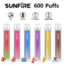 Original Sunfire Crystal 600 Puffs Disposable E cigarettes Vape Pen 0% 2% 3% 5% Tank 2ml Bottom Light Mesh Coil 6 Flavors Disposable Vape Pen from Manufacturer supply