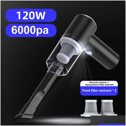 Other Auto Electronics Usb Rechargeable Cordless 6000Pa 120W Portable Handheld Powerf Wireless Car Vacuum Cleaner For Suv Truck Home Dhjvu