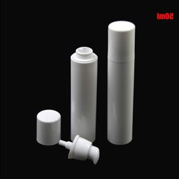 10pcs/lot Pure White Plastic Cosmetic Packing Airless Pump Bottle 50ml Empty Lotion Emulsion Cream Shampoo Container SPB88 Qunrc