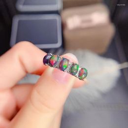 Cluster Rings MeiBaPJ Natural Black Opal Gemstone Fashion Many Stones Ring For Women Real 925 Sterling Silver Charm Fine Party Jewellery