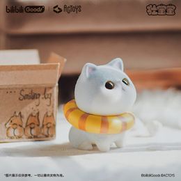 Blind box Cat Strong Babys Leisure Time Series Box Flocking Action Anime Figures Kawaii Desk Surprise Doll Girl Birthday Gifts Toys 230818