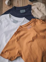 Men's T Shirts Mountain Style Retro Pure Cotton Bottom Shirt Summer Versatile Round Neck Work Suit Short Sleeved For Men And Women