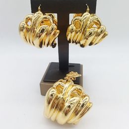Earrings Necklace Brazilian Jewellery Set For Women Copper Bold Earrings Dubai Nigerian African Bridal 18k Gold Plated Pendant Wedding Jewellery 230820