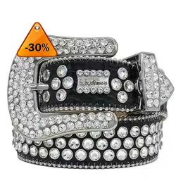 Belts Designer Bb Simon Belts for Men Women Shiny diamond belt Black on Black Blue white multicolour with bling rhinestones as gifta1az