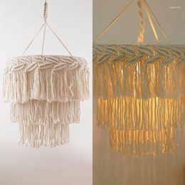 Tapestries Nordic Handmade Woven Lampshade Cotton Rope Light Decoration For Dormitory Window Wall Decorations Accessory