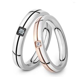 Wedding Rings Free Stainless Steel Lovers Crystal Simple Thin Ring For Couple