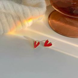 Stud Earrings CAOSHI Sweet Lady Red Heart Ear Studs Fashion Charming Jewelry Stylish Daily Wearable Accessories For Engagement Party