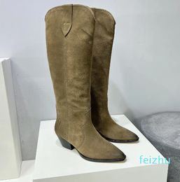 Isabel Shoes Suede Denvee Knee-high Boots Tall Paris Fashion Perfect Denvee Boots Original Genuine Real Photos