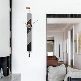 Wall Clocks Nordic Large Clock Modern Luxury Wood Silent Mechanism Pendulum Relogio De Parede Living Room Decoration GPF50YH