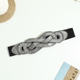 Belts Fashion Rhinestone Buckle Ladies Elastic Wide Waist Decorative For Women Designer Belt Luxury Black 2023