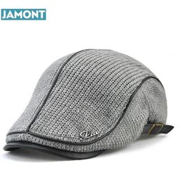 Berets Original JAMONT Quality English Style Winter Woollen Elderly Men Thick Warm Beret Hat Classic Design Vintage Visor Cap Snapb216L