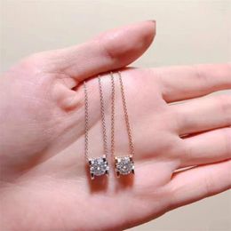 Pendant Necklaces YUN RUO Rose Gold Color A Zircon Predant Necklace 316 L Titanium Steel Jewelry Woman Birthday Gift Not Fade Drop