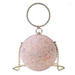 Evening Bags 2023 Women Day Clutch Colorful Crystal Diamonds Round Ball Bag Luxury Lady Handbag Wedding Purse Chain Shoulder