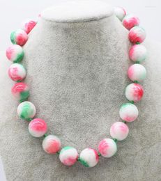 Chains Pink/green Jade Round 18mm 17inch Wholesale Beads Nature FPPJ Woman 2023