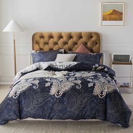 Sheets sets Simple Opulence 3Pcs Double Bed Linens Bedding Set Navy Palace Peacock King Size case Duvet Cover comforter Bed Sheet x0821