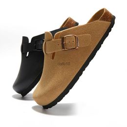 Slippers 19 Colour Baotou Men's Cork Slippers Men Women Mary Jane Frosted Leather Cork Slippers Men's Sandals Men Shoes HKD230821