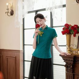 Этническая одежда Лето молодая маленькая маленькая девочка 2023 Улучшение Чеонгсам ретро -темперамент короткий желтый китайский свадебное платье Qipao для женщин