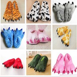 Slippers 2022 Winter Warm Soft Indoor Floor Slippers Women Men Shoes Paw Funny Animal Christmas Monster Dinosaur Claw Plush Home HKD230821