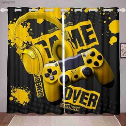 Curtain Gaming Window Curtains for Bedroom Living Room Decor Video Games Window Drapes Teens Gamer Curtains For Boys Kids Eat Sleep Game HKD230821