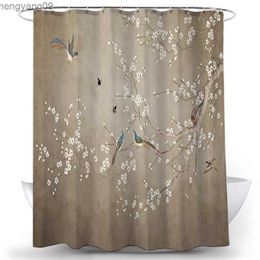 Shower Curtains Flower Bird Shower Curtains Waterproof Bathroom Decor 3D Print Fabric Floral Shower Curtain Nature Scenery Bathroom Curtain Hook R230821