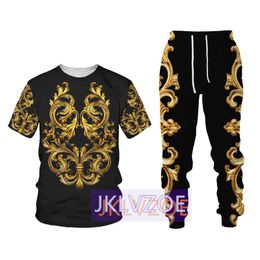 Men s Tracksuits Luxury Tracksuit T Shirt Set 3D Printed Suit Summer Trousers Oversized Pant Sets 2 Pieces Men Clothing Jogger Outfits 230821