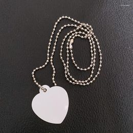 Dog Tag Fashion Sublimation Jewellery Necklace Heat Transfer Printing Blanks Pendant 2-sides White Aluminium Love Heart