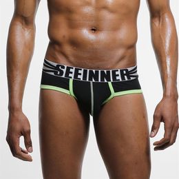 Fashion-4-PACK Seeinner Underpants Male Underwear Slip Man Sexy Panties Gay Briefs Men's Panties Erotic Large Pouch Underwear249A